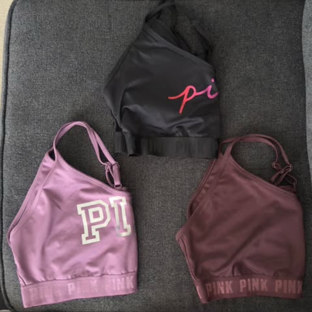New 3 VS Pink Sports Bras XXL - Black, Purple, Burgundy